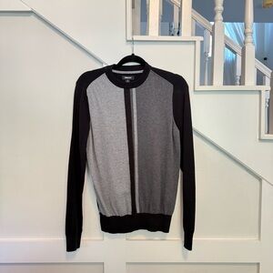 DKNY Men's Pull Over Sweater in Color Block Black and Gray size S